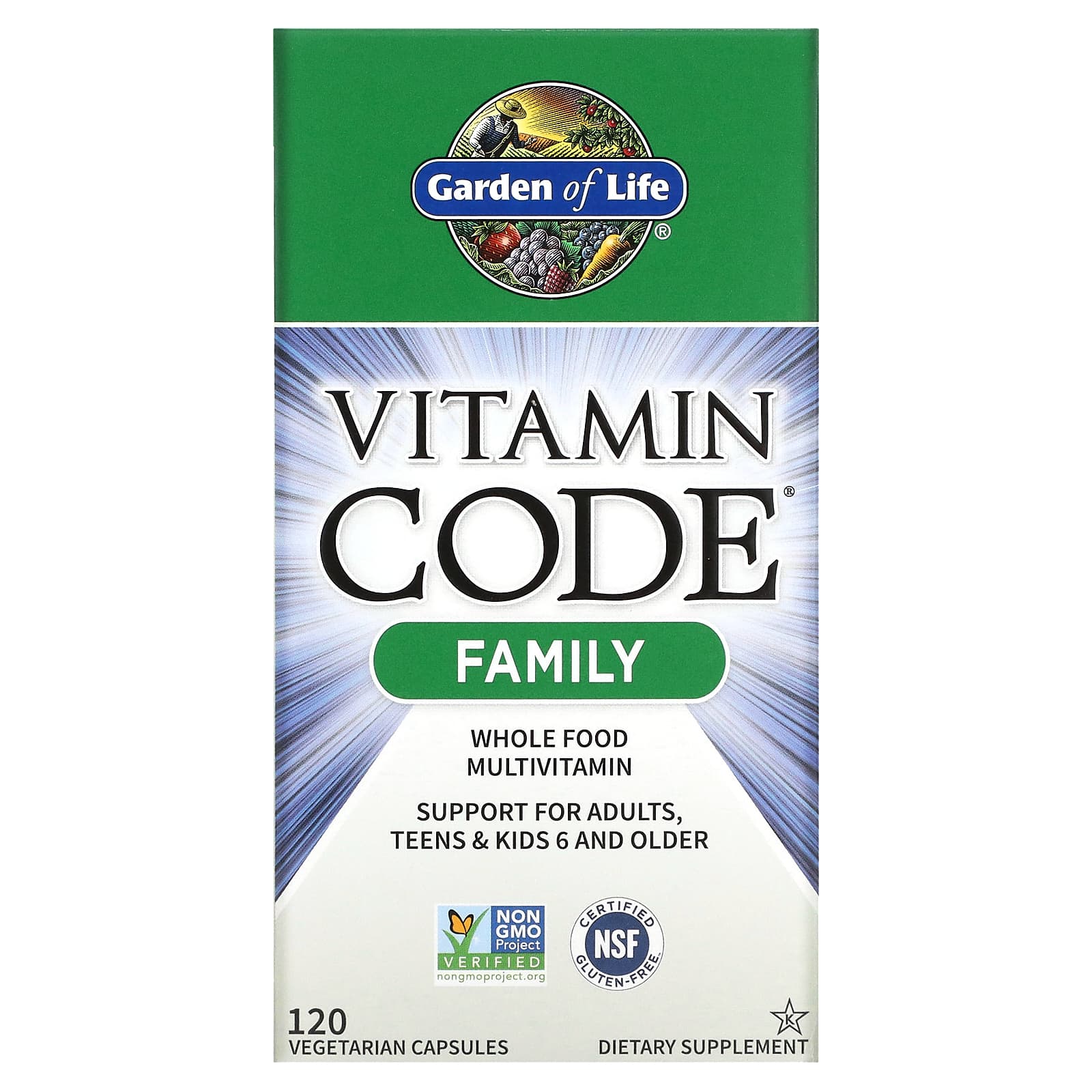 Garden of Life, Vitamin Code - Family Multi, 120 Vegetarian Capsules UPC 658010113700 | HiLife Vitamins